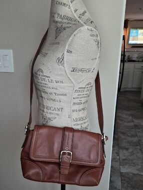 COACH COGNAC REAL LEATHER LINED HAMPTON EUC SHOULDER HANDBAG